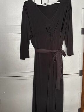 George Black Long-Sleeve Wrap Maxi Dress